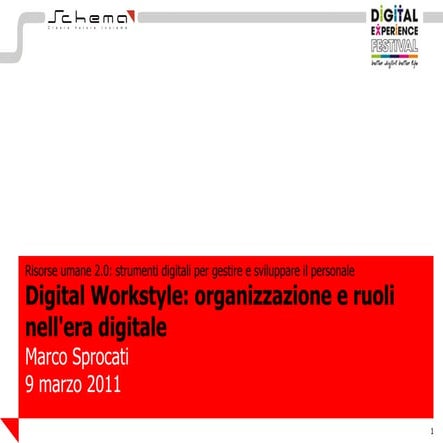 Marco Sprocati - Digital Workstyle: organizzazione e ruoli nell'era digitale