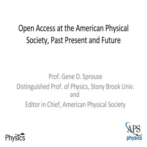 Berlin 6 Open Access Conference: Gene D. Sprouse