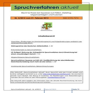 Spruchverfahren aktuell (SpruchZ) N...