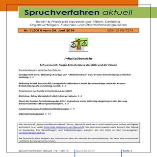 Spruchverfahren aktuell (SpruchZ) N...