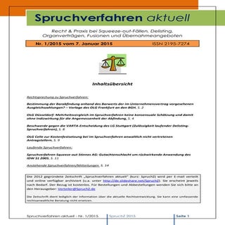 Spruchverfahren aktuell (SpruchZ) N...
