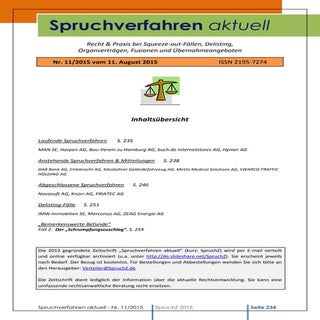 Spruchverfahren aktuell (SpruchZ) N...