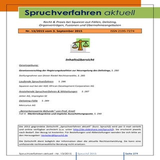 Spruchverfahren aktuell (SpruchZ) N...