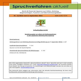Spruchverfahren aktuell (SpruchZ) N...