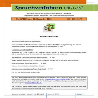 Spruchverfahren aktuell (SpruchZ) N...