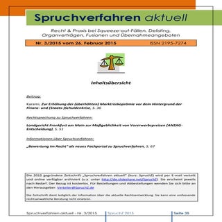 Spruchverfahren aktuell (SpruchZ) N...