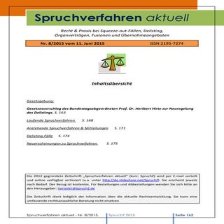 Spruchverfahren aktuell (SpruchZ) N...