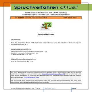 Spruchverfahren aktuell (SpruchZ) N...