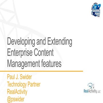 SPTechCon Extending ECM for Developers