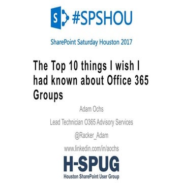 The top 10 things I wish I had known about O365 groups