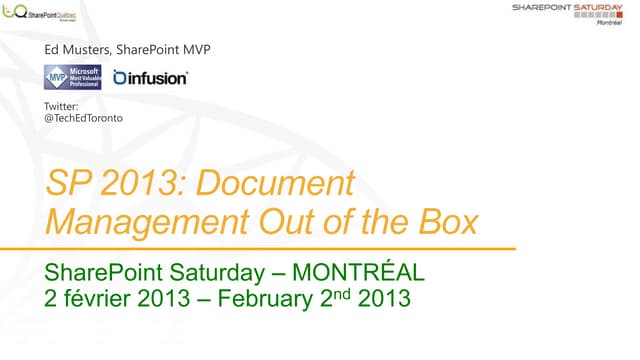 SharePoint 2013 Document Management Out of the Box
