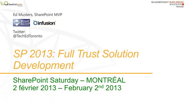 Full Trust Solution Development in SharePoint 2013