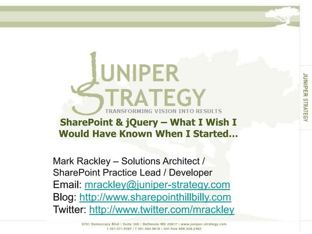 SharePoint Saturday NYC - SharePoint and jQuery, what I wish I would have kno...