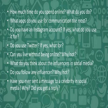 Topic: Social Media-Speaking Questions for Warm-ups