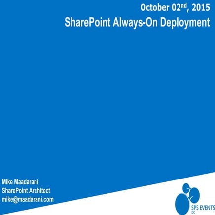 SPS Reston SharePoint Alwyays On