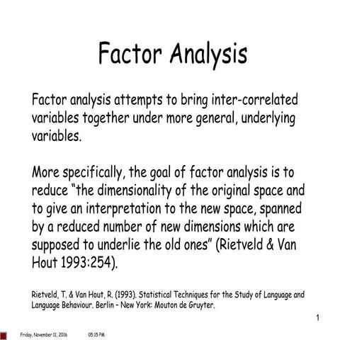 Factor analysis in Spss