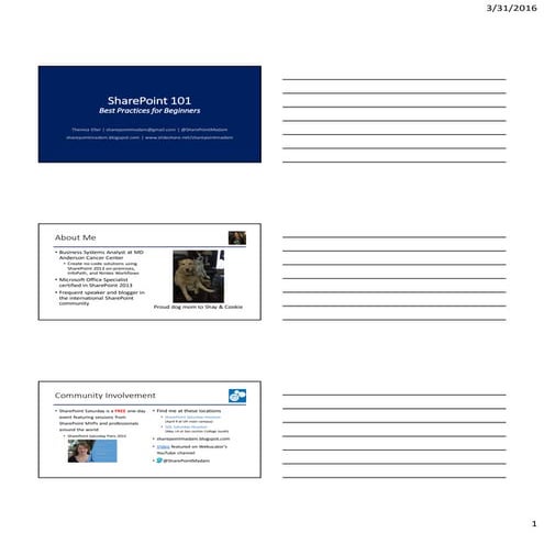 SPSSA SharePoint 101 Best Practices - 3 Slides PP