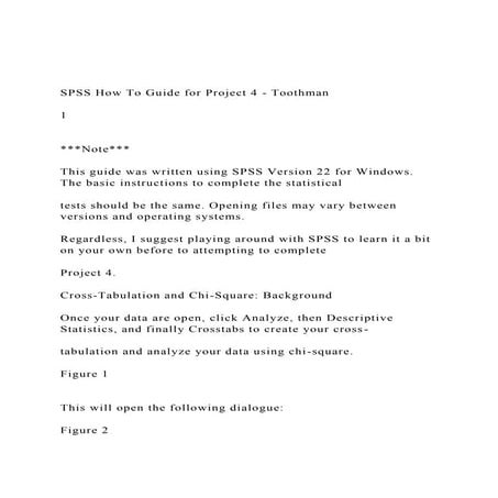 SPSS How To Guide for Project 4 - Toothman 1  Not.docx