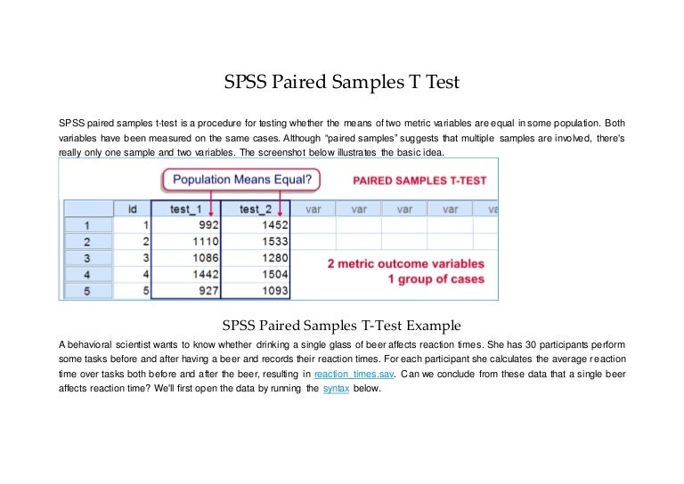 Paired Sample T Test In Spss , How to Perform a Paired Samples t-test ...
