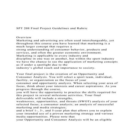 SPT 208 Final Project Guidelines and Rubric  Overview .docx
