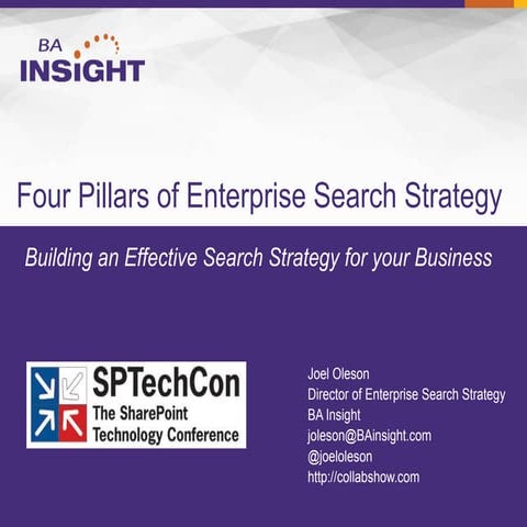 Four Pillars of Enterprise SharePoint Search Strategy SPTechcon Austin