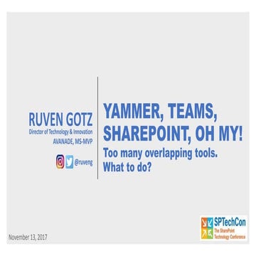 SharePoint, Yammer & Teams: Oh My! What to use when.