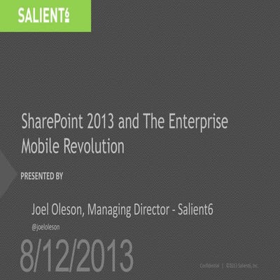 SharePoint 2013 and the Enterprise Mobile Revolution