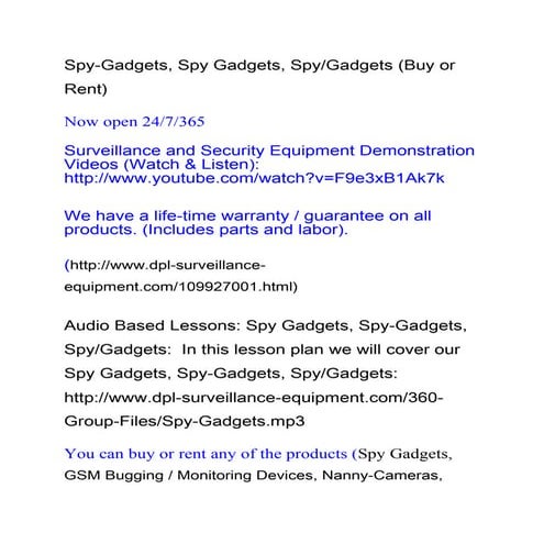 Spy Gadgets, Spy Gadgets, SpyGadgets (Buy or Rent) | RTF