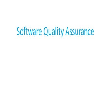 Software Quality Assurance