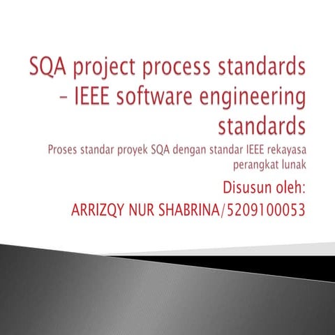Sqa project process standards ieee software engineering standards