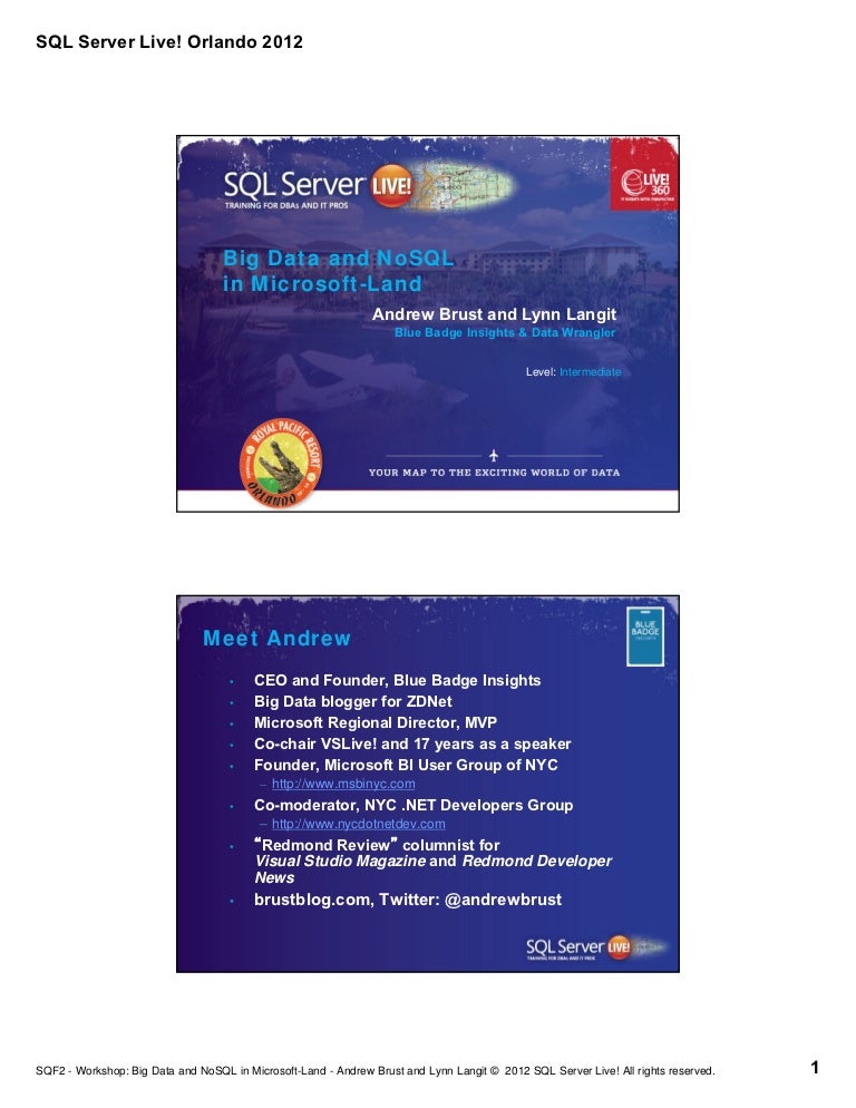 Big Data And Nosql In Microsoft Land