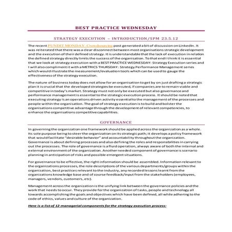 Strategy Execution - Introduction to Strategy Performance Management