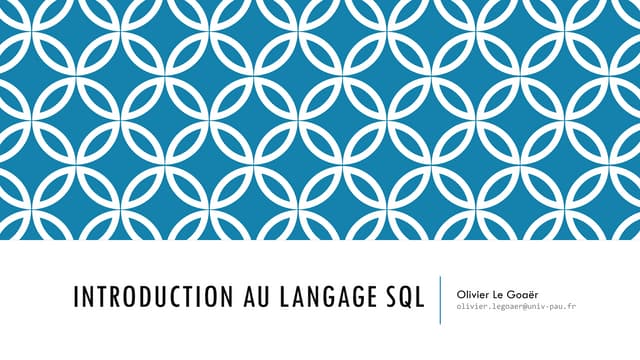 Introduction au langage SQL