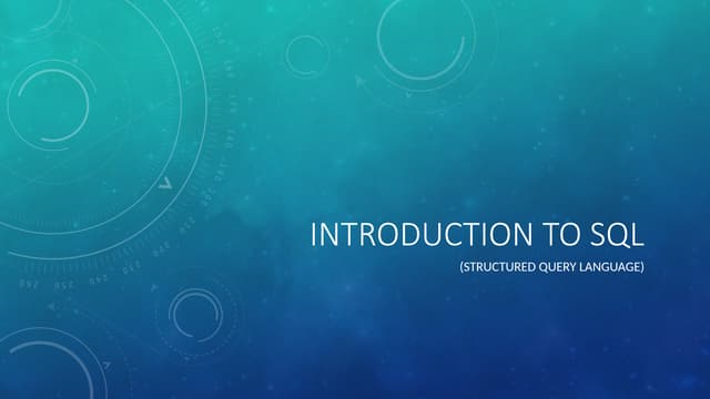 SQL SQL (Structured Query Language) is a specialized programming language des...