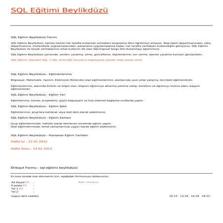 Sql egitimi-beylikduzu