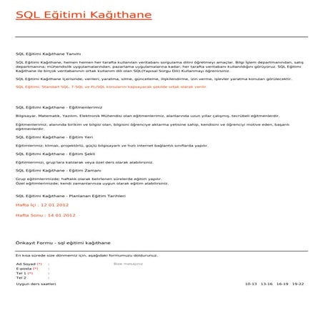 Sql egitimi-kagithane