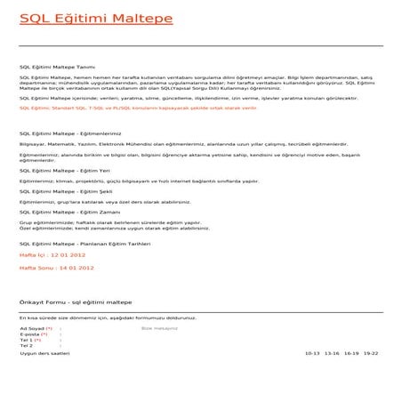 Sql egitimi-maltepe
