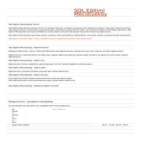 Sql egitimi-mecidiyekoy