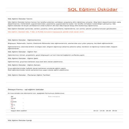 Sql egitimi-uskudar