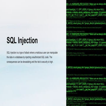 SQL Injection: Unraveling the Threats | PPT