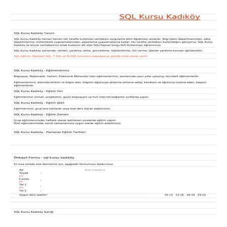 Sql kursu-kadikoy