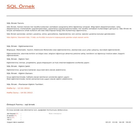 Sql ornek