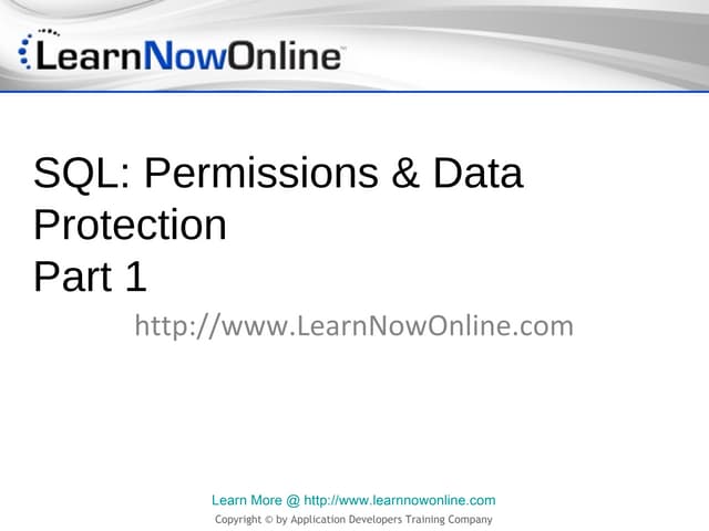 SQL: Permissions and Data Protection