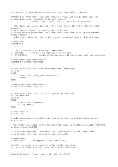 Sql procedures