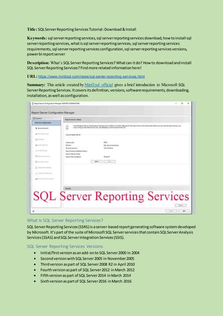 Getting Started with SQL Reporting Services Webinar | PPT