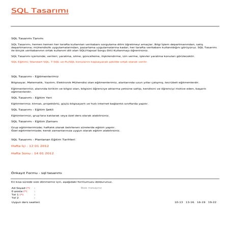 Sql tasarimi