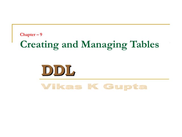 SQL DDL