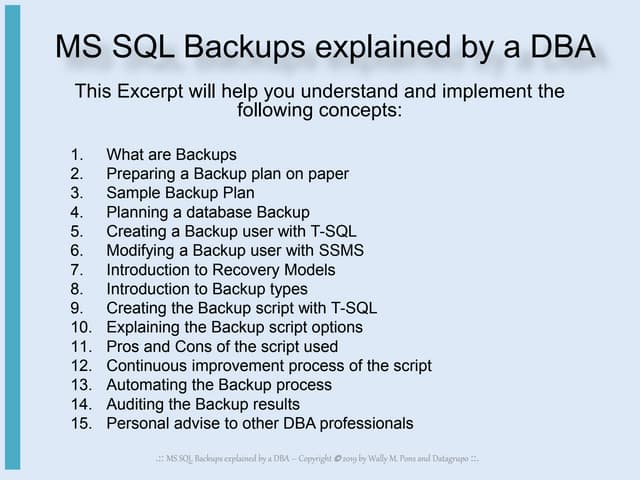 MS SQL Backups explained by a DBA | PPSX | Databases | Computer ...