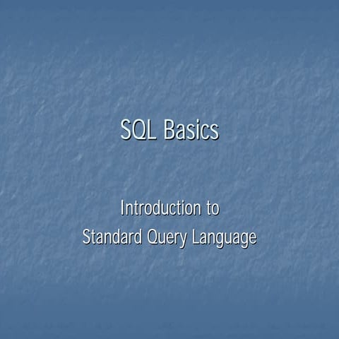 Sql basics | PPT