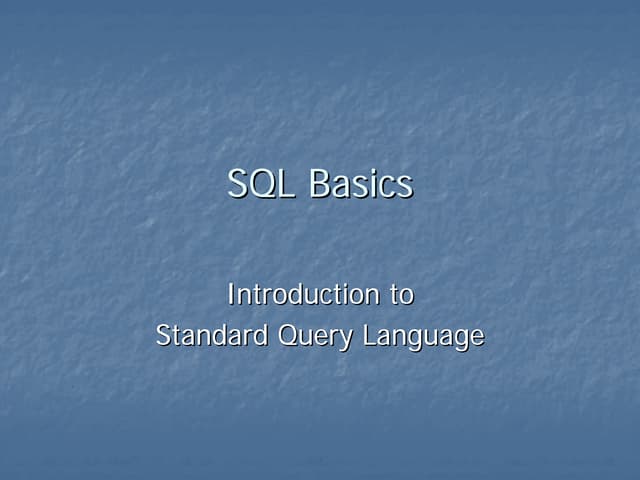 Sql basics
